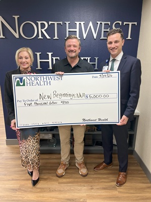 New Beginnings donation check